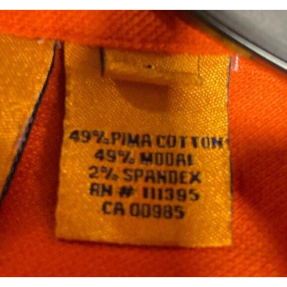 Tory Burch Orange Ruffle Knit Short Sleeve Shirt Sz Lg Office Business Casual - Picture 4 of 5